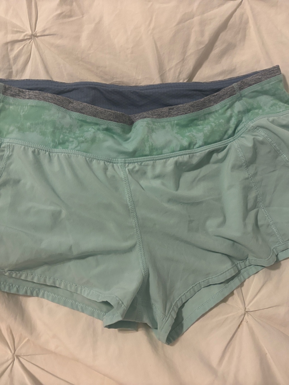 lululemon athletica Mint Green Athletic Shorts with Gray Waistband